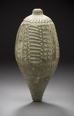 Vase | Origin: North Afghanistan, probably Balkh | Period: 12th century | Collection: Gift of Andrew Hale and Kate Fitz Gibbon (M.86.312.2) | Type: Ceramic; Vessel, Fritware, unglazed, Height: 6 5/8 in. (14.3 cm)