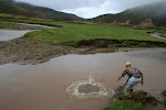 Casting a net for trout, Valle Belen, Peru