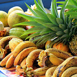 Grapefruit, Bananas, Pineapple, and Cocoa to Sample At Mr. Nice Fruit Stand - Roseau, Dominica
