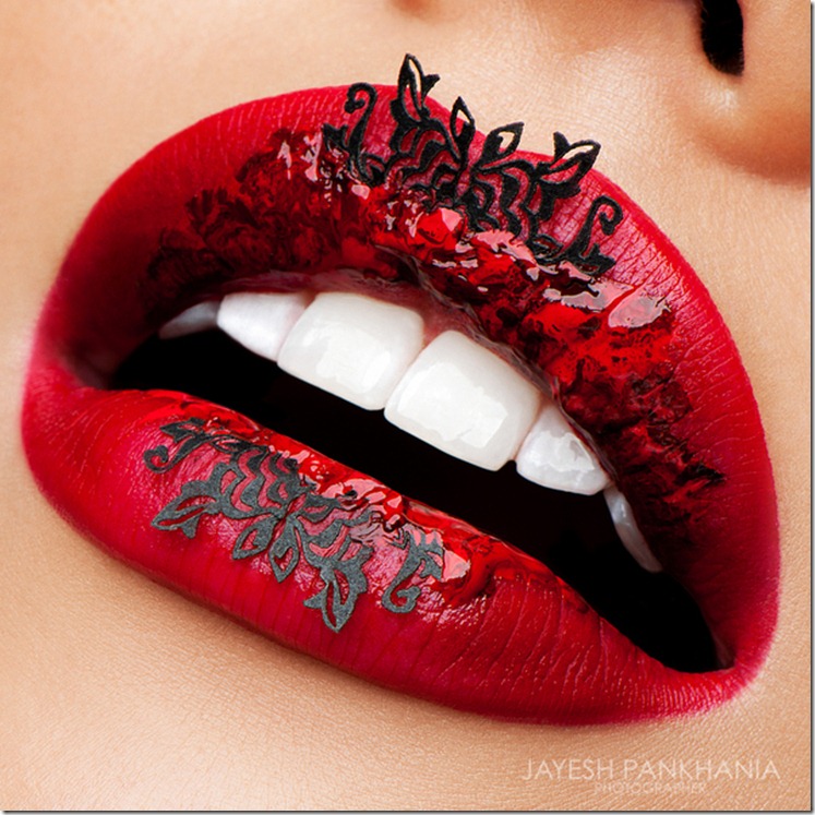 Цвет губ серии Run (Colour Run Lip Series)  (5) красный, губы, Karla Powell, карла пауэл,кружево,язык,белые зубы,красивый визаж, мейк ап, make-up Artist,визажысты мира