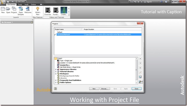 Working with Project File (Autodesk Inventor)