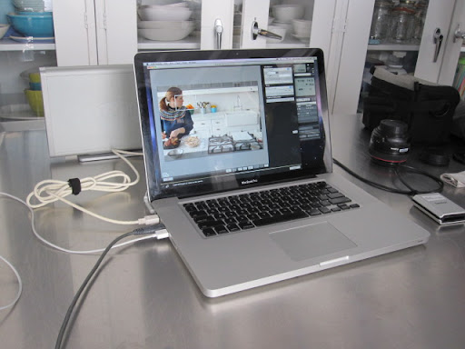 The footage feeds directly into a computer, and from there the files go into the editing booth.