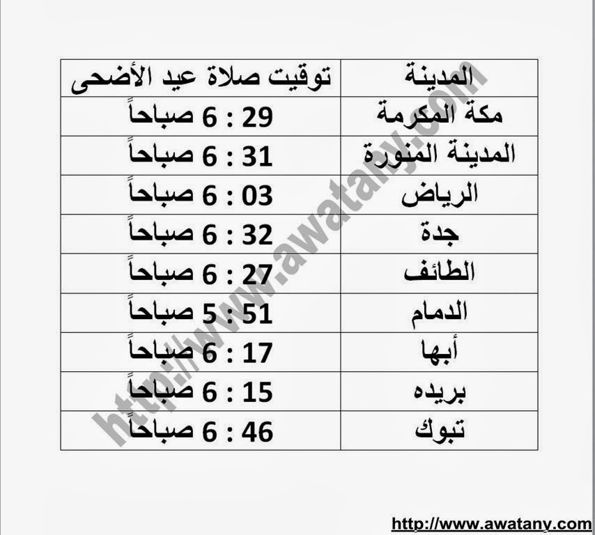 موعد صلاة عيد الاضحي 2013 في مصر وجميع الدول العربية - اخبار وطني