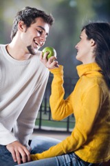 couple with apple