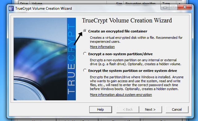 Choose TrueCrypt Volume