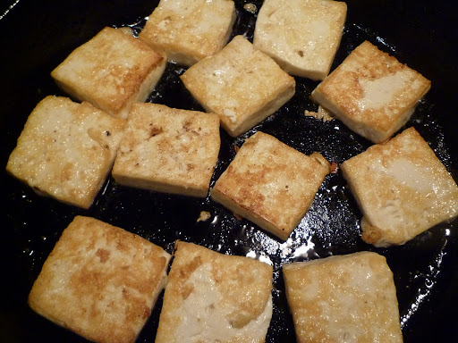 Tofu browned and crisp