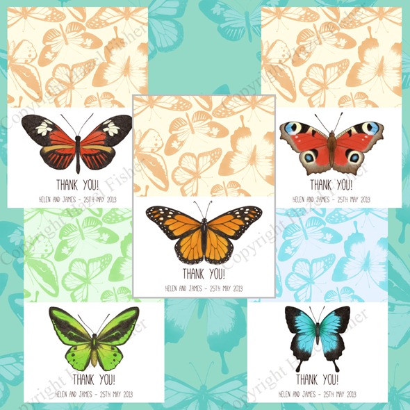 butterflies printable wedding stationery set 3
