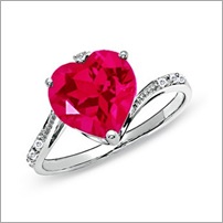 Heart Lab Created Ruby and Simulated Diamond Bypass Ring Heart Lab Created Ruby and Simulated Diamond Bypass Ring