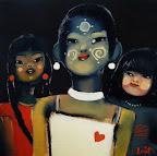 "Boss girl in the yard" 40х40 (oil/acrylic on canvas) -no-