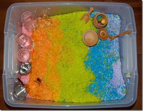 Rainbow Sensory Tub (Photo from Homeschool Mo)