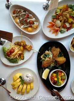 Sample dishes close up