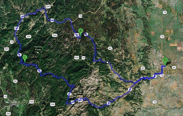 Map of Black Hills Day Trip Map of Black Hills Day Trip