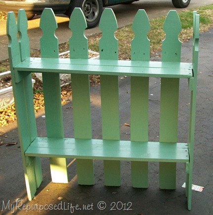 reclaimed picket fence shelf