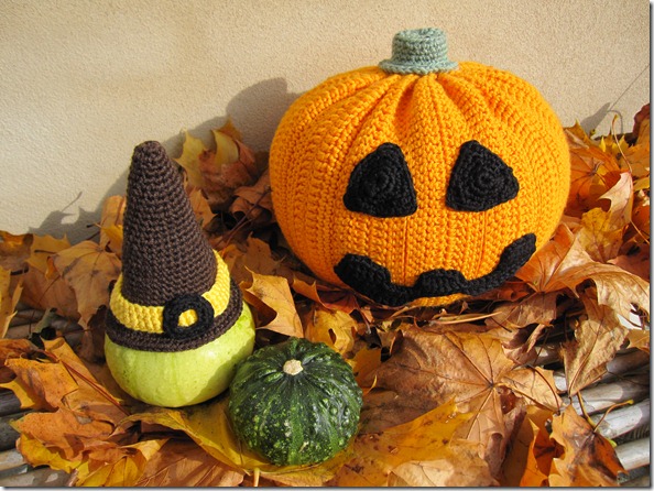 H&aelig;klet Halloween Gr&aelig;skar Crochet Haloween Pumpkin 2