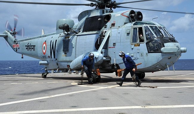 Indian Navy Sea King Helicopter aboard USS Stethem