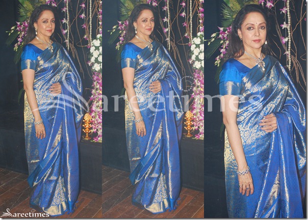 Hema_Malini_Blue_Silk_Saree
