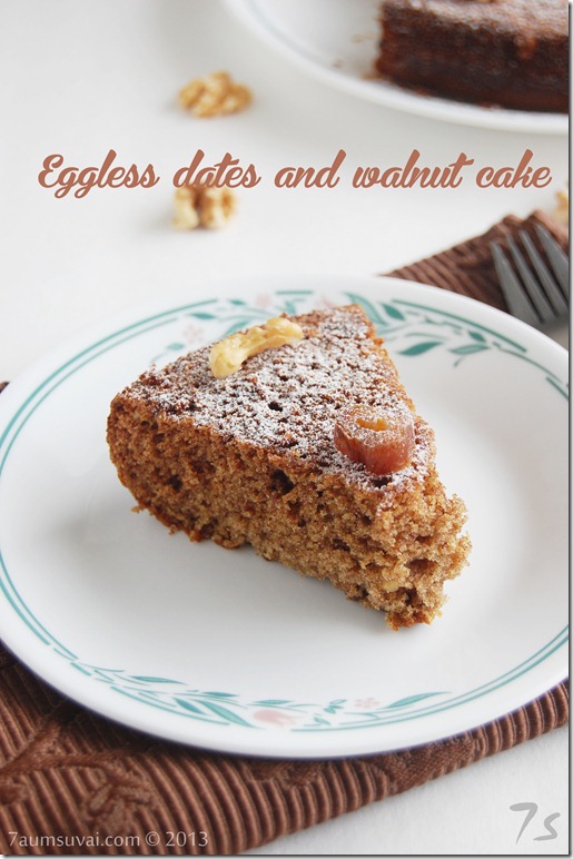 Eggless dates and walnut cake