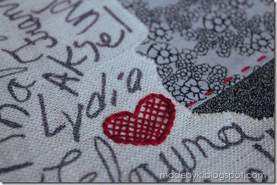 BagK heart embroidery closeup