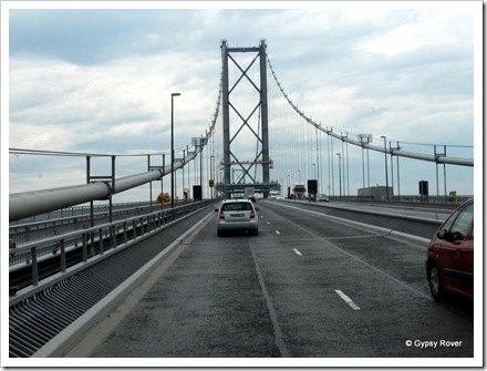 Heading across the Firth of Forth Road Bridge.