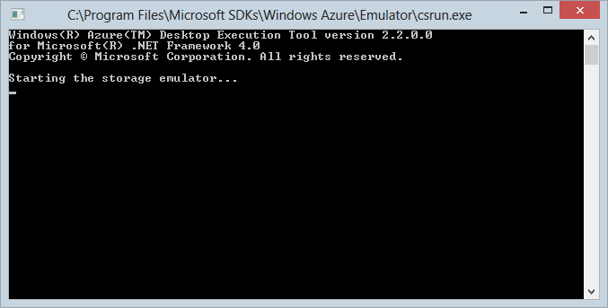 Starting the Azure Storage Emulator