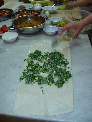 Day 10: Turkish cooking class; we are maing the stuffed pastry with cheese and parsley (Gozleme)