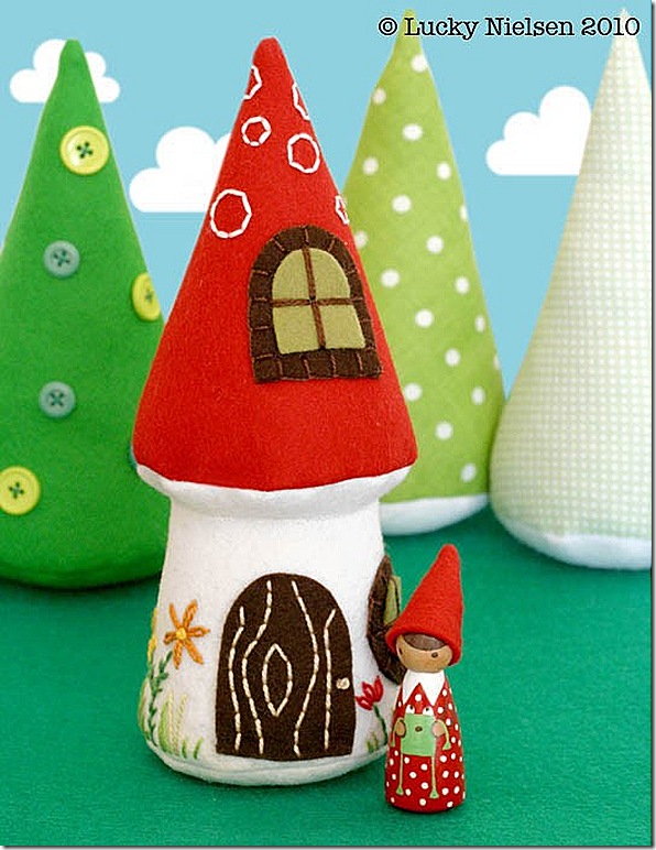 gnome and house - lucky nielsen etsy