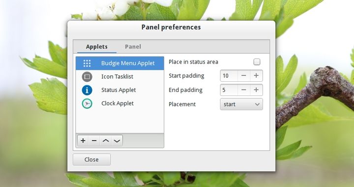 Budgie Desktop - preferenze pannello