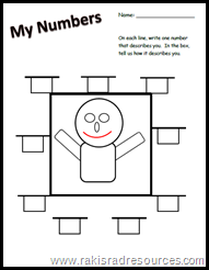 Describe yourself in numbers - free printable from Raki's Rad Resources.