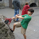 Kai trying to pull the sword from the stone, in Knights' Kingdom