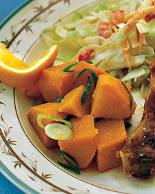 Cold sweet potato salad and coleslaw are great sides Cold sweet potato salad and coleslaw are great sides