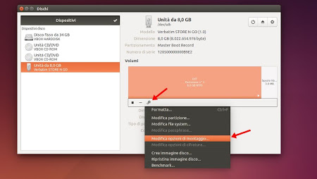 Ubuntu - Gnome Disk Utility - Opzioni