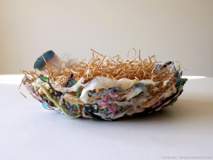 Yarn Scrap Paper Mache Nest via homework - carolynshomework (9)