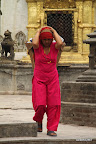 Nepali woman carrying basket with head