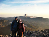 Bromo erupts viewed from Semeru