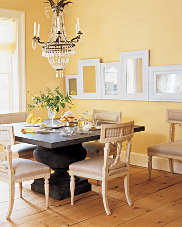 The custard wall color makes this room pop with brightness. (Martha Stewart Living)