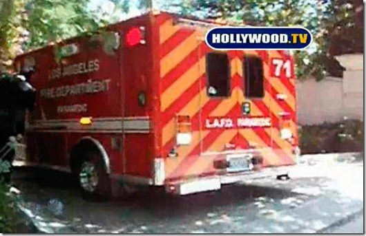 An ambulance leaves the rented Los Angeles home of singer Michael Jackson as he is rushed to the hospital in this video frame grab from video shot in Los Angeles...An ambulance leaves the rented Los Angeles home of singer Michael Jackson as he is rushed to the hospital in this video frame grab from www.hollywood.tv video shot in Los Angeles, June 25, 2009. Jackson had taken ill at his home and found not breathing by paramedics who rushed him to the hospital. He was pronounced dead after arriving at the hospital in full cardiac arrest, Los Angeles coroner Fred Corral told CNN on Thursday. REUTERS/www.HOLLYWOOD.TV/Handout (UNITED STATES ENTERTAINMENT HEALTH OBITUARY) Mandatory Credit No TMZ No Access Hollywood, No Extra, No Inside Edition Hollywood.tv Logo Must Not Be Cropped Out of Image Or Obstructed