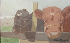 Kalvar. Art. nr 20062. Mått ink. ram 25x40. Olja på pannå. Signerad 1929