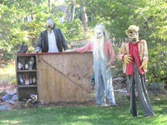 11.2011 Wellfleet Halloween yard 8 bartender and 2 patrons