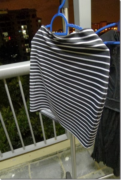 black & white stripe bodycon skirt