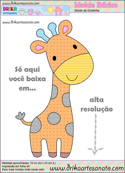 Patchwork moldes Girafinha básica para patch aplique
