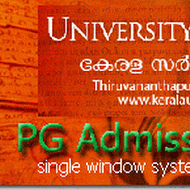 Kerala University PG Online Admission 2014