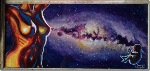 The legend of the milky way oil on glass painting - Legenda caii lactee pictura in ulei pe sticla