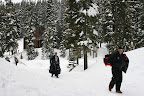 The hike in is about 1/4 mile on mostly flat terrain. Wear boots, as the snow can be deep at times.