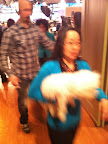 Brandon is rushed to the set by foster mom and handler Kim Littlefield so he is in place for his close up.