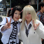 cute Japanese girls rocking peace signs in Harajuku, Japan 