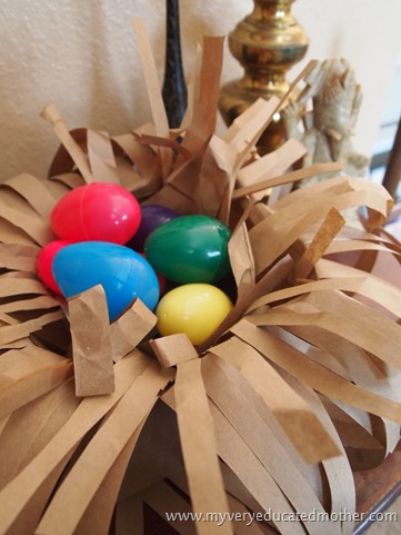 www.myveryeducatedmother.com Paper Bag Bird Nest #craftlightning #kidscraft