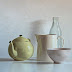 Object: 21267 - Gele theepot, fles, kom en kan - 70 x 90 cm - € 4950,=