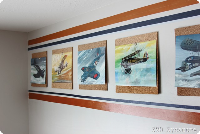 boys room airplane prints with stripes