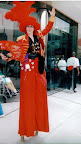 Red Sequin on stilts