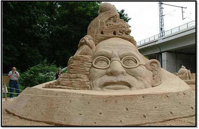 Statues of Lord Ganesha, Budha , Jesus and many more made up of Sand